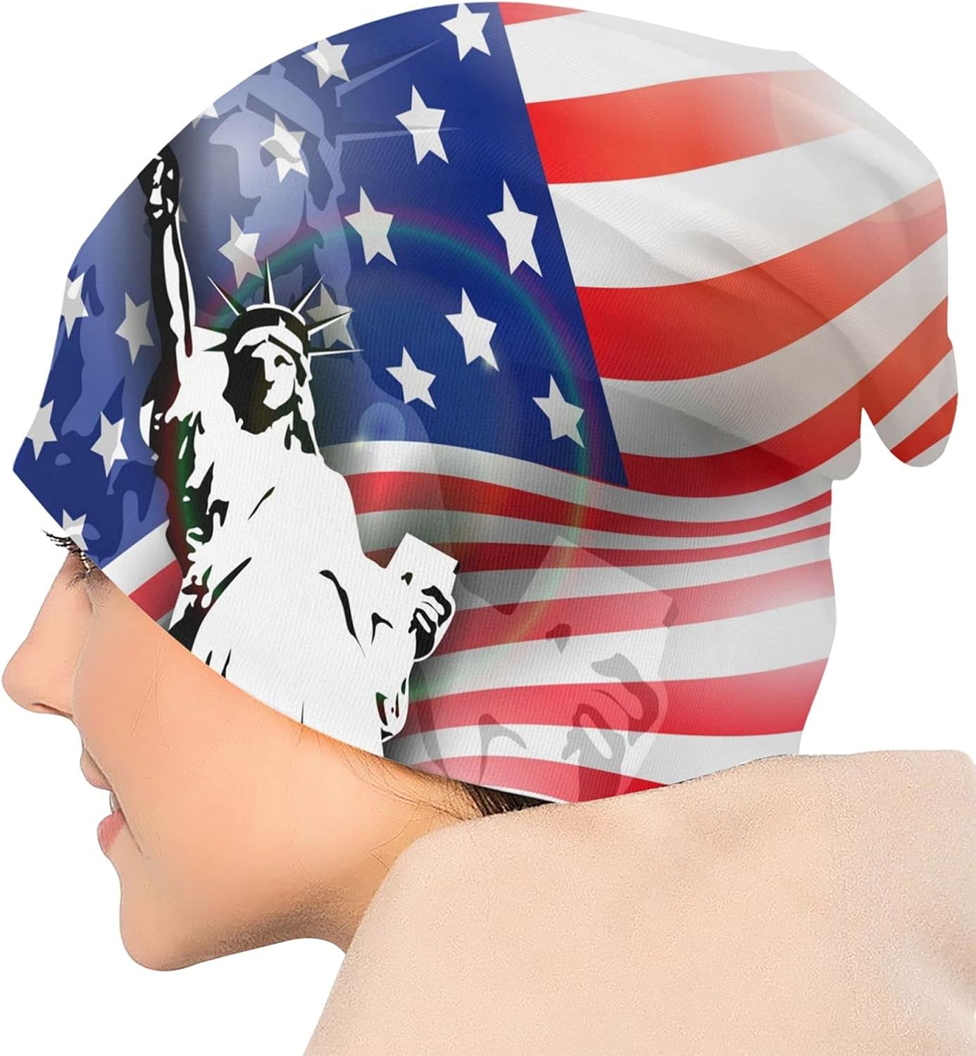 Statue of Liberty On American Flag for 4th July American Independence