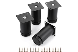 OwnMy 4PCS 4 Inch Furniture Legs Feets Metal Cabinet Legs, Adjustable Round Metal Furniture Replacement Legs Corner Feets Heavy Duty Table Leg Extenders for Sofa Couch Chair