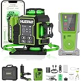 Huepar W04CG 4D Laser Level with Receiver for Outdoor or Longer Distance Use, Up to 400 ft, 4x360&deg; Self Leveling Green Lazer Leveler Tool for Construction, Tiling, Framing, Drop Ceiling, Floor etc.