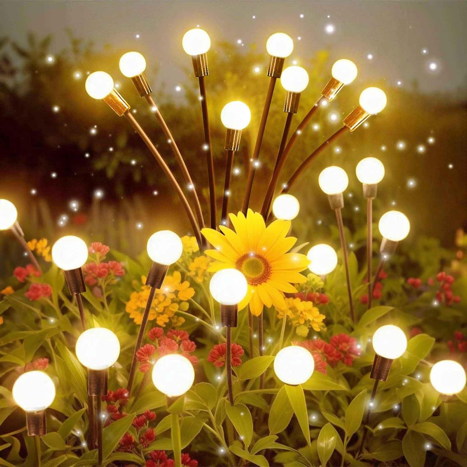 Lighting - Qnoon Solar Firefly Lights for Outside Waterproof, Outdoor Solar Powered Garden Lights for Yard, Warm White Patio Lights Sway by Wind for Backyard, Pathway, Fence, Yard, Garden Decor (2 Pack)