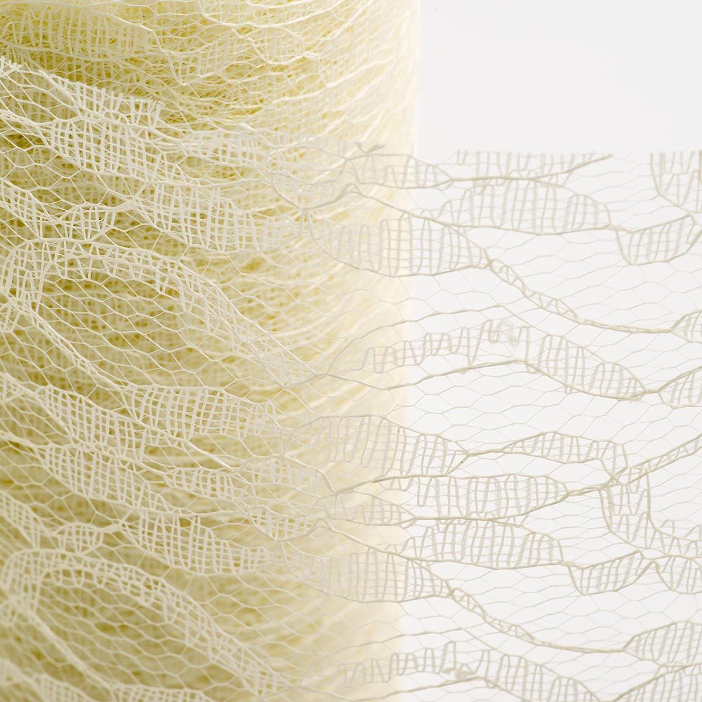 15cm x 10 Metres Ivory Vintage Lace Fabric Tulle on Roll - Wedding Venue Tulle for Chair Sash Ties, Wedding Arches, Pew End Bows, Table Runners, Florist Wrap, Gift Wrap