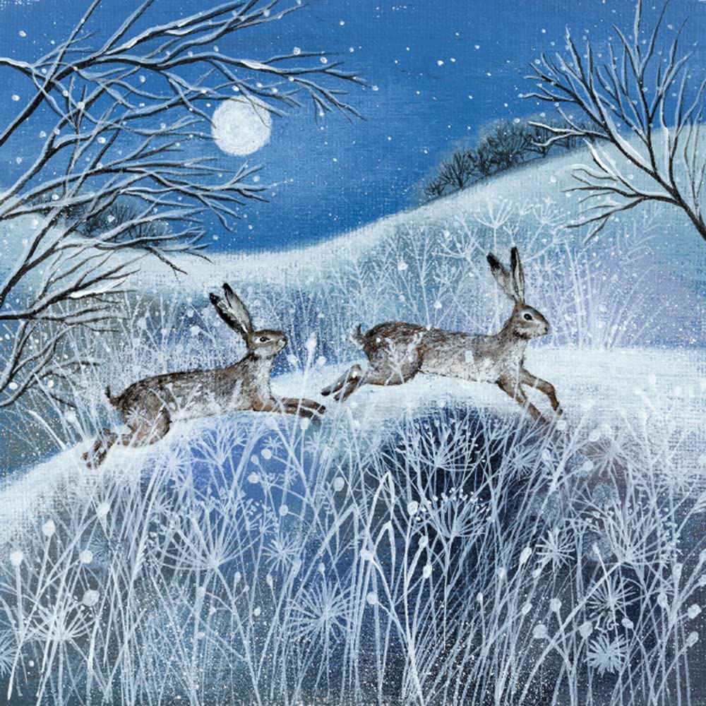 Museums & Galleries Lucy Grossmith Moon Snow and Hares Pack of 5 Charity Christmas Cards