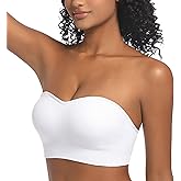 PRETTYWELL Strapless Bra for Women Comfort Non-Slip Seamless Padded Bandeau Bras Wireless Tube Top Bra with Multi-Way Straps