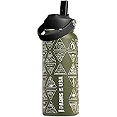 Wondery The Original Parks of the USA® Water Bottle With 63 Waterproof Stickers of Parks (USA), 32 oz Stainless Steel Insulated & Vacuum Sealed Water Bottle, National Park Gifts - FOREST