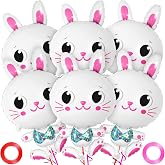 6 Pcs Bunny Balloons, 32 Inch Large Easter Bunny Balloons, Rabbit Shaped Foil Balloon Cute Mylar Rabbit Balloon for Easter Party Decorations Bunny Themed Party Baby shower
