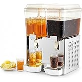 CO-Z Commercial Beverage Dispenser, 9.6 Gallon / 36L 2-Tank Electric Juice Dispenser Machine, Stainless Steel Cold Drink Maker with 36-54°F Temp Control for Restaurant, Party, Hotel, Buffet