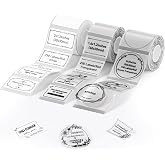 NIIMBOT 3 Roll Labels for B1/B1 Pro/B2/B2 Pro/B21/B21 Pro Label Maker | Assorted Sizes Label Paper Set for Business/Handmade/House/School/Office/Kitchen, White and Clear
