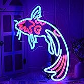 LMSIGNLY Koi Fish Neon Sign Koi Carp Neon Lights Signs Japanese Fish Led Neon Blue Red Lucky Fish Neon Signs for Wall Decor 17”x9.5”with USB/Switch Dimmable Neon Light Signs for Bar, Restaurant, Office, Fishroom,Koi Pond