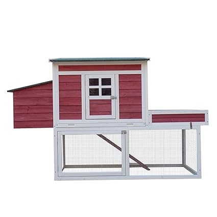 Pawhut 67 Farmhouse Wooden Chicken Coop With Display Top Run Area And Nesting Box