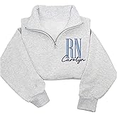 NANI Personalized Nurse Quater Zip Embroidered Sweatshirt, Custom RN CNA ICU MSN, Graduation For Nurse
