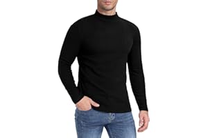 MLANM Men's Mock Turtleneck Long Sleeve Shirts Lightweight Thermal Undershirt Fleece Lined Base Layer Pullover Sweater