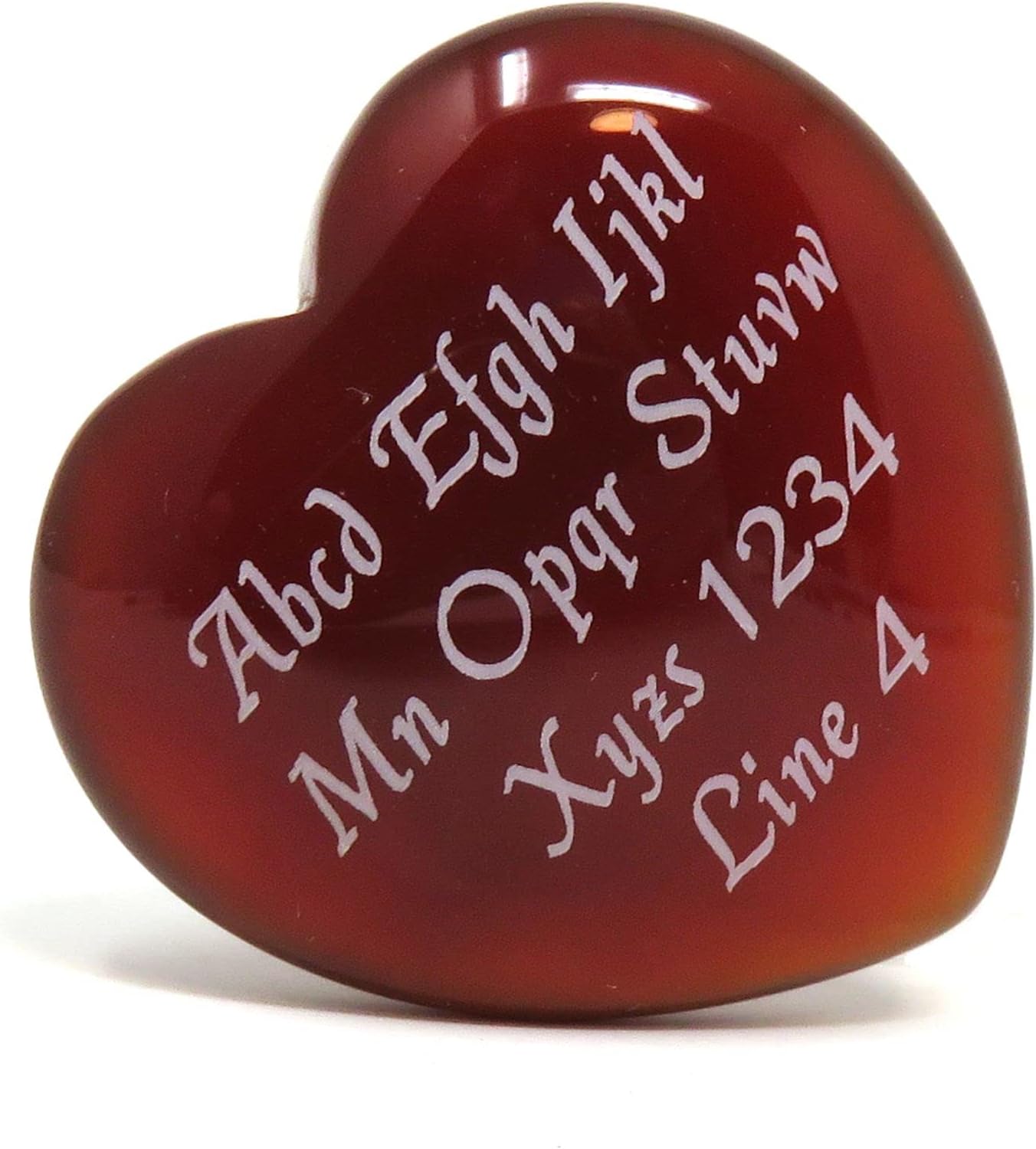 Indoor Fountains & Accessories - Innovative Surface Art Agate Stone Heart 35mm x 10mm Custom Engraved Personalized - No Holes - Pocket Love Stone - Party Favors - Gifts - Puff (Carnelian)