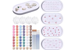 MotiMind 4 Set Ceramics to Paint Oval Jewelry Tray Ready to Paint Your Own Ceramic Ring Dish Holder DIY Unpainted Plaster Trinket Dish Paintable Tray Crafts with Brush Palette for Adults