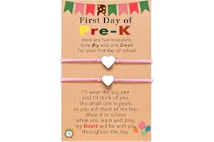 UNGENT THEM Back to School Mommy and Me Bracelet Matching Heart Wish Bracelet Set for 2 First Day of School Gifts for Boys Girls