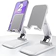 eSamcore Phone Holder for Desk, iPhone Stand for Desk, Adjustable Phone Stand Desk Phone Holder Stand for Office iPad Mini Stand Fit 4”-11” Tablet & Cellphone [2-Pcs White]