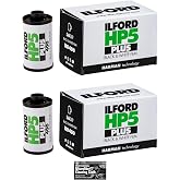 Ilford HP5 Plus Black and White Negative Film (35mm Roll Film, 36 Exposures) - 2-Pack with Cleaning Cloth