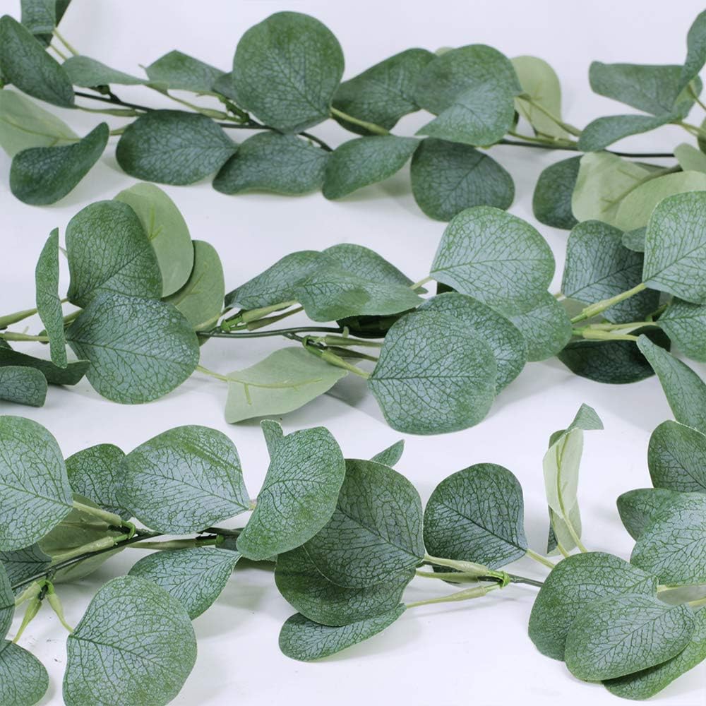 Supla 2 Pack Eucalyptus Leave Greenery Garland Artificial Greenery Holiday Fireplace Garland Wedding Floral Garland Arch Swag Backdrop Doorways Farmhouse Jungle Greenery Garland for Indoor Outdoor