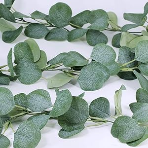 Supla 2 Pack Eucalyptus Leave Greenery Garland Artificial Greenery Holiday Fireplace Garland Wedding Floral Garland Arch Swag Backdrop Doorways Farmhouse Jungle Greenery Garland for Indoor Outdoor
