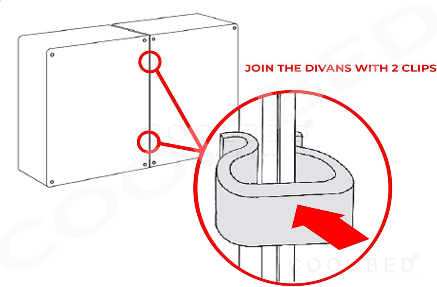 2 x METAL U CLIPS FOR JOINING DIVAN BED BASES OR OTTOMAN BED BASES (2 X