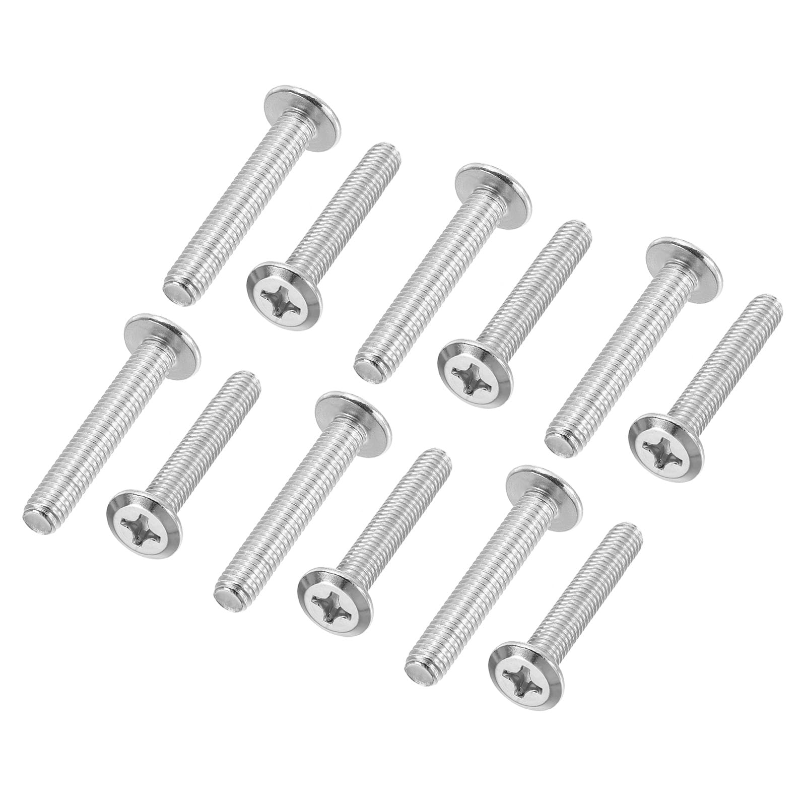 PATIKIL Flat Round Head Phillips Screws, 8 Pack M6-1 x 35mm Binding Screws 304 Stainless Steel 18-8 Full Thread, Phillips Drive Machine Screw Furniture Screw Connector Bolts