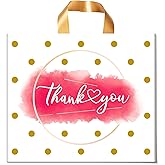 Thank You Bags - 50 Pack Extra Thick Plastic Shopping Bags for Small Business, Boutique, Office, Party (10X12 IN)