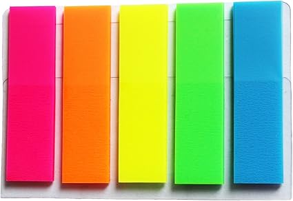 Amazon Duofire 可愛い 付箋 透明スリム見出し 12 45mm 1パックあたり 5色x25枚 5冊 蛍光 半透明 付箋 文房具 オフィス用品