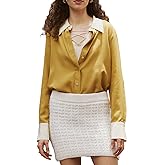 COLD POSH 100% Real Silk Blouse for Women Pure Silk Button Down Shirt Long Sleeve V-Neck Women’s Tops Elegant Dressy Blouses