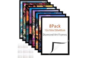 MAJREEY Diamond Art Frame 12x16 Inch - 8 Pack (Black) - 30x40 cm Painting Suitable for 10x14inch Picture, Diamond Frames Magnetic Self-Adhesive,Suitabble Frames Painting for Wall Window Door