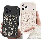 Zrutru 2 Pack Flower Phone Case for iPhone 17 Pro Max 6.9",Cute Floral Print Cases Unique Plant Design Pattern for Women Girls Teens,Soft TPU Protective Cover for iPhone 17 Pro Max 6.9",Beige Black