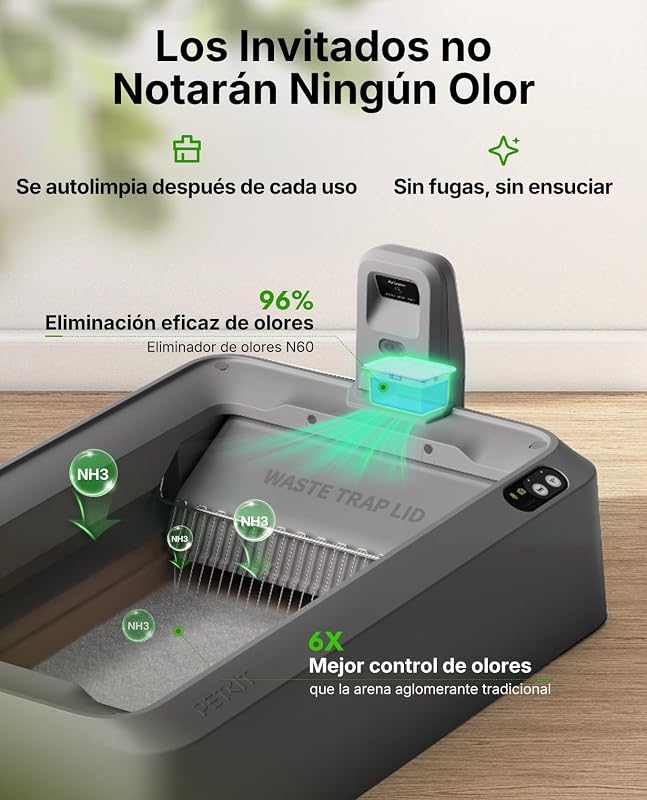 PUROBOT Crystal Duo Arenero Gatos Autolimpiable, Cámara AI, Arenero Autolimpiable para Gatos, Limpieza Bidireccional, Bandeja Reemplazable, Seguimiento Sanitario, Eliminación de Olores, Gris