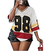 SweatyRocks Women's Jersey Shirts Y2k Oversize Number Graphic Tees Football Casual T Shirts