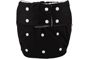 Sigzagor Teen Adult Cloth Diaper Nappy Reusable Washable for Disability Men (Black)