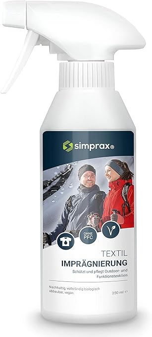 Simprax Textil Spray On Impragnierspray 250ml Impragnierung Impragniermittel Funktionstextilien Outdoortextilien Gore Tex Sympatex Softshell Amazon De Sport Freizeit