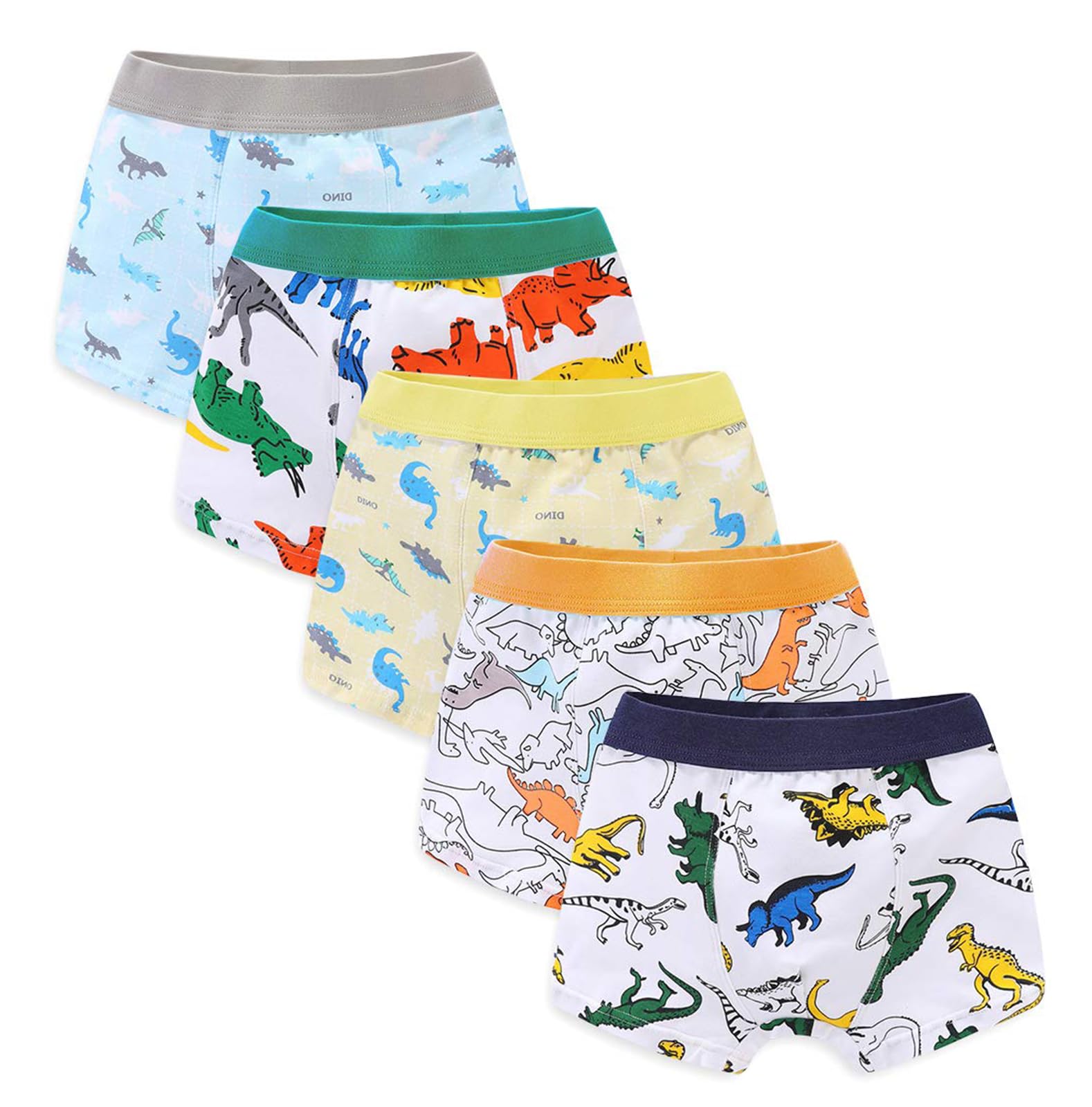 Carter's 5pc Kid Boy Navy, Grey Dino Striped Cotton Boxer Briefs (NEW CODE) main image 0
