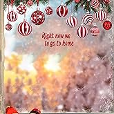 Christmas Wall Decals Removable Red Balls Wall Stickers Peel and Stick Winter Xmas Wall Decor for Bedroom Living Room Home Christmas Party Decorations