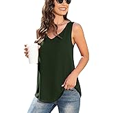 Jouica Women's Summer Sleeveless Chiffon Blouse Business Casual Tank Flowy Tops for Women