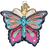 Old World Christmas Fanciful Butterfly Glass Blown Ornament for Christmas Tree, Handcrafted Holiday Decoration, Insect Collection