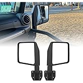 SUNPIE Half Tube Door Side Mirrors Side Mirror Door Off Mirrors Compatible with 1997-2025 Wrangler JK JL TJ Gladiator 4-Bolt Tube Half Doors Pack of 2