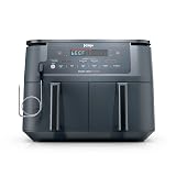 Ninja Air Fryer, Thermometer, Roast, Bake, Air Fry, Crisps, Broil, Reheats, Keep Warm, 10-in-1, Fries, Frozen Food, Veggies, and Meat, Quick Meals, Healthy Meals, Less Oil, 10 QT, GREY, DZ550GY