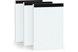 DORFAS 3 Pack Graph Paper Pad Quad Ruled, 4x4 Quad 8.5 x 11.75 Inch Grid Pad with Cardboard, White Perforations Paper with Blue Lines Graph Paper Notebook for Home, Office, School (50 Sheets per Pads)