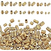 PH PandaHall 120pcs 12 Style Gold Spacers Barrel Column Tube Spacers Beads Tibetan Alloy Loose Beads for Bracelets Necklace Jewelry Making 412mm