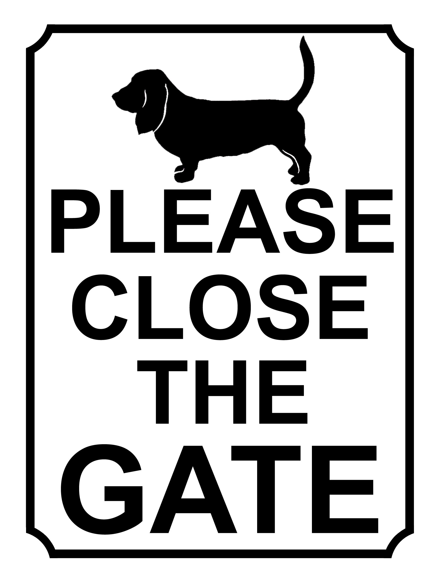 SHAWPRINT PLEASE CLOSE THE GATE DOG THEME METAL SIGN 267MM X 200MM (370H1L) LARGE 10" X 8"