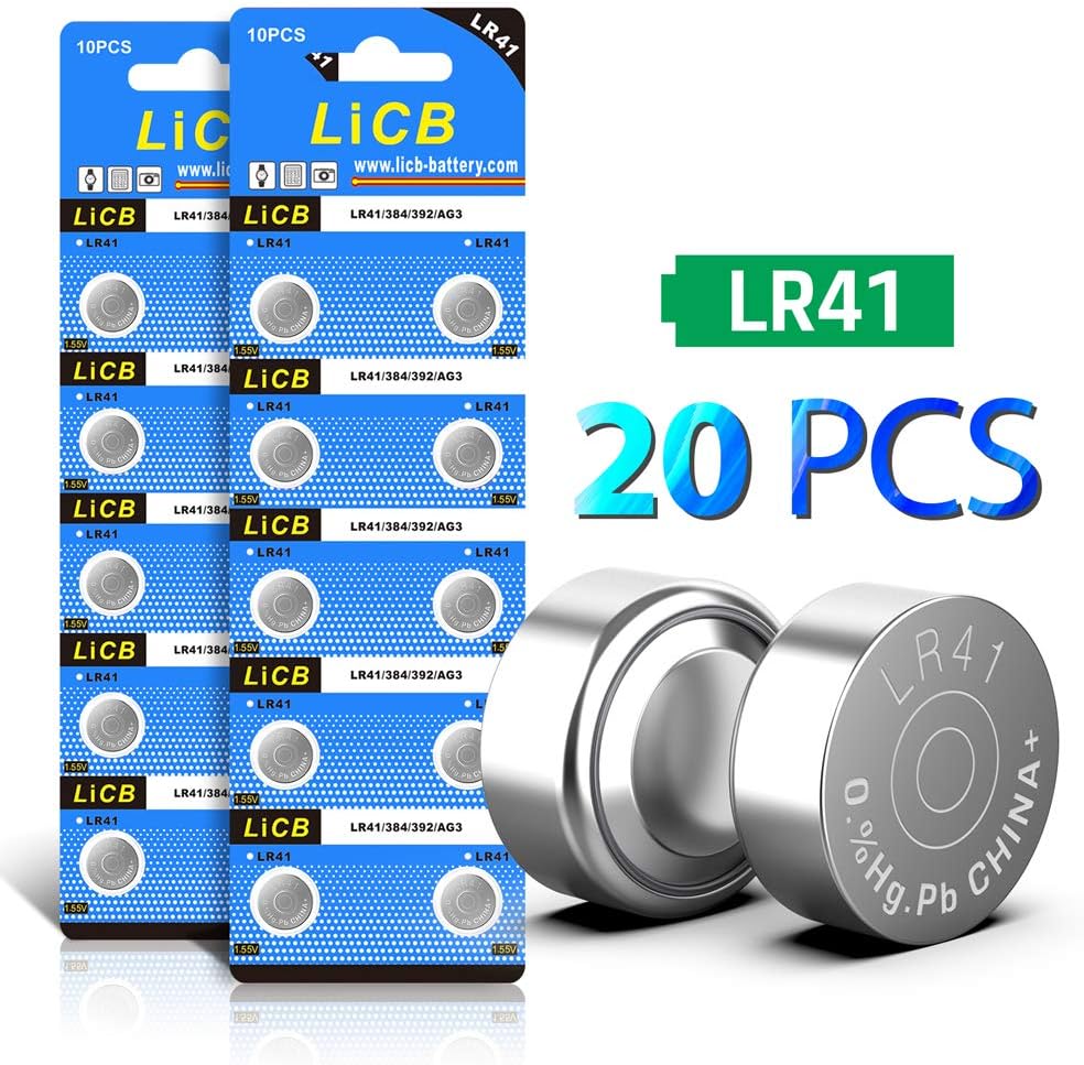 LiCB 20 PCS LR41 AG3 392 192 SR41SW Battery 1.5V Button Coin Cell Batteries, 10 Count (Pack of 2)