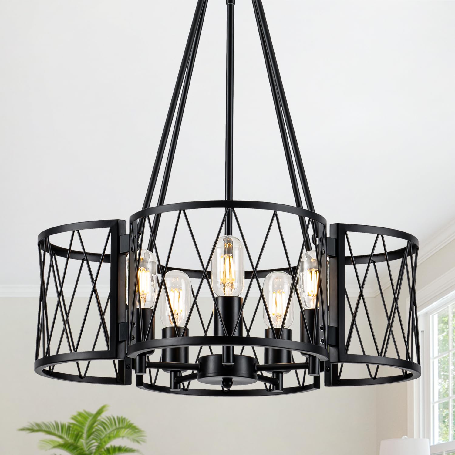 Photo 1 of ***FACTORY SEALED***LUZBBLU 20.8'' Farmhouse Chandelier, 5-Light Rustic Black Chandeliers for Dining Room, Industrial Metal Hanging Light Fixture, Vintage Drum Pendant Lights for Living Room, Bedroom, Kitchen, Entryway
