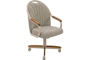 Chromcraft Douglas 2 Casual Dining Chairs Classic Swivel Tilt Dining Chairs with Casters, Wooden Arm Metal Base Chairs with Rolling Wheels for Kitchen & Dining Room