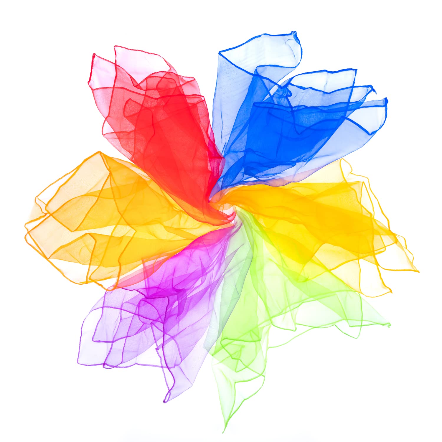 Mister M | Juggling scarves set | 6 colorful fabrics 60x60cm | Chiffon dance scarves | Magic scarf set in 6 For sensory play and cascade juggling | Includes online video tutorial, kids safe