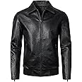 HOOD CREW Mens Faux Leather Bomber Jacket Classic Style Motorcycle Jackets