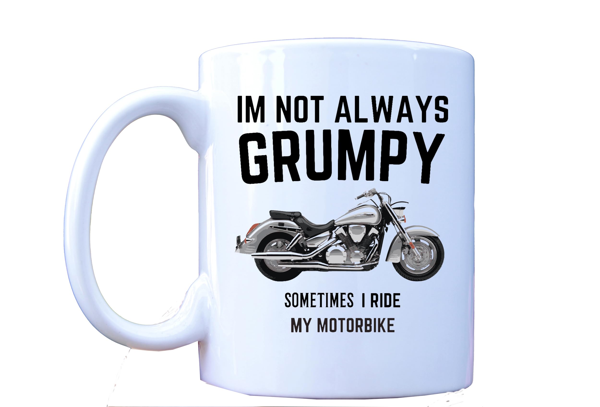 Millhouse Prints Motorbike Mug, Ceramic, 11 oz, White, Novelty, Motorcycle, Hot Drinks, Home, Adult, 11 Fluid Ounces