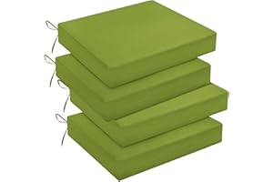 downluxe Outdoor Chair Cushions Set of 4 for Patio Furniture, Waterproof Square Corner Patio Chair Cushions with Ties, Memory