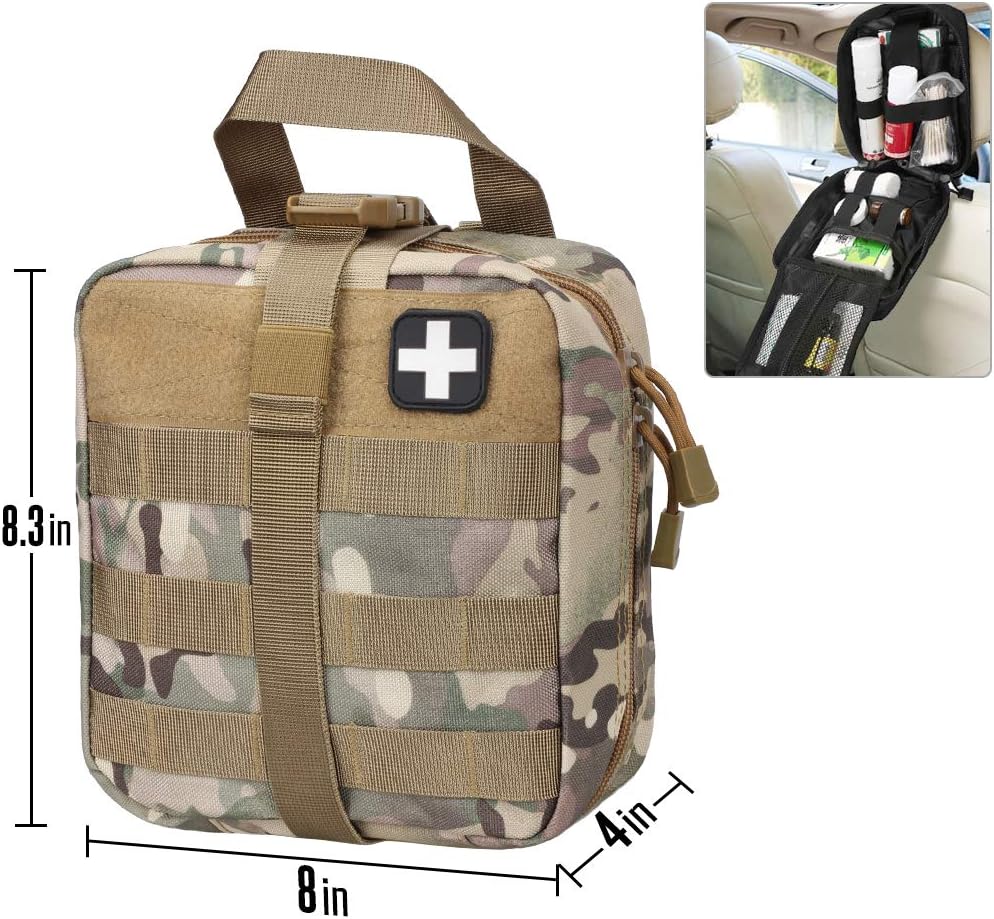 Livans Tactical First Aid Pouch, Molle EMT Pouches Rip-Away Military IFAK Medical Bag Outdoor Emergency Survival Kit Quick Release Design Include Red Cross Patch (CP Camo): Health & Personal Care